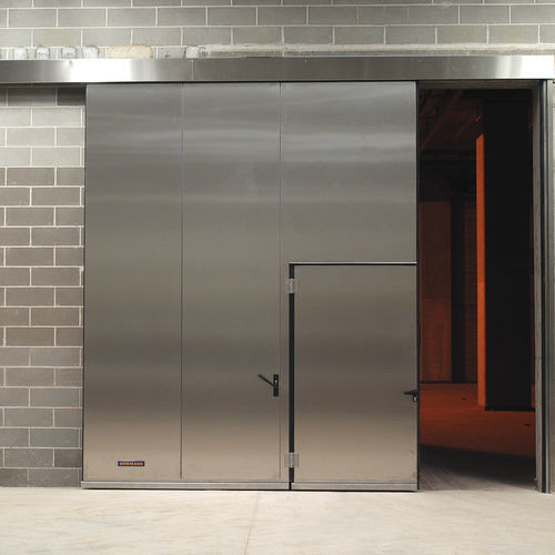 Porte coulissante - Moreschi Chiusure Industriali S.r.l. - en acier inoxydable / pour l'intérieur / de sécurité
