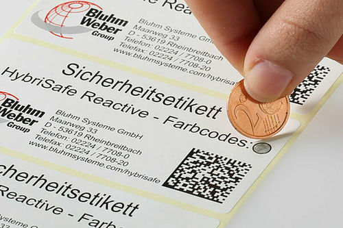 Étiquette sécuritaire - Bluhm Systeme GmbH - imprimée