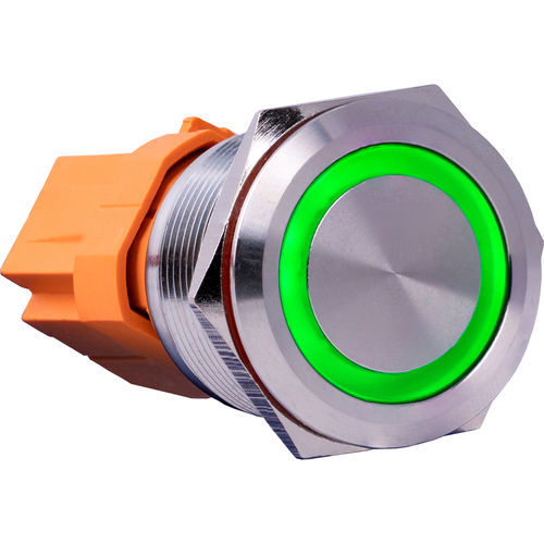 Bouton poussoir IP67 - Button22A-L-GR - Joy-It - en acier inoxydable / à LED verte / à enclenchement