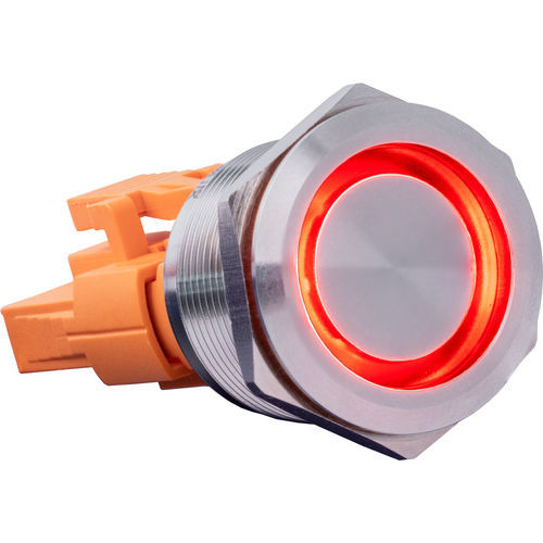 Bouton poussoir IP67 - Button22C-L-RD - Joy-It - en acier inoxydable / à LED rouge / à enclenchement