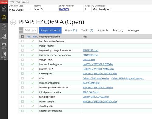 Logiciel de mesure - PPAP  - 1factory, Inc. - de commande / de création / d'inspection