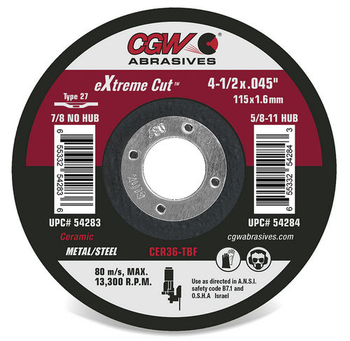 Roue de découpe pour acier inoxydable - 54280 - CGW Abrasives - pour acier