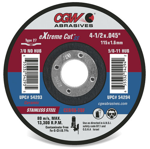 Roue de découpe pour acier inoxydable - 54290 - CGW Abrasives - pour acier