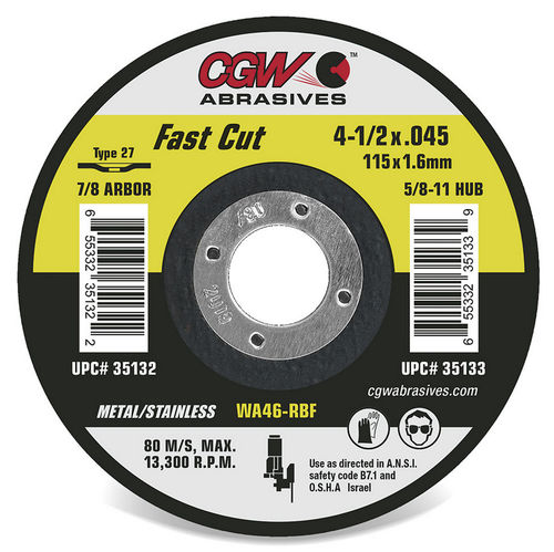 Disque à tronçonner pour acier - 35130 - CGW Abrasives - pour acier inoxydable / en oxyde d'aluminium