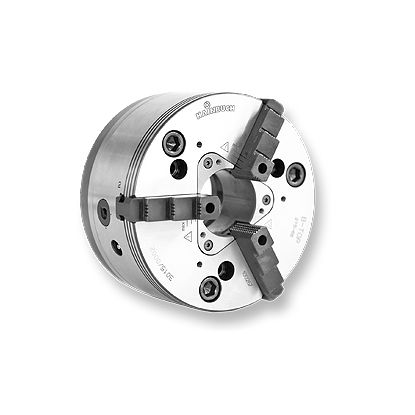 Mandrin automatique - B-Top - HAINBUCH GMBH SPANNENDE TECHNIK - 3 mors / avec passage au centre / pour usinage