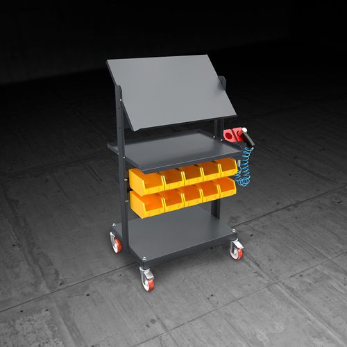 Chariot de stockage - FOCUS C4 - Emmegi Group - aluminium / à étagères / porte-outils