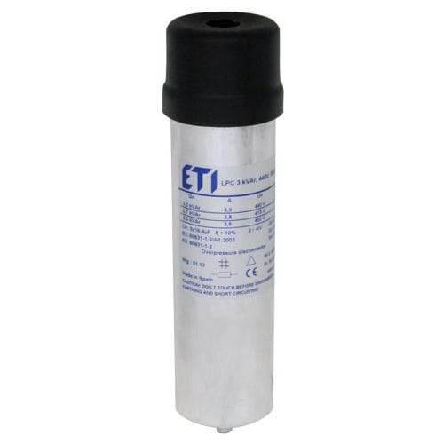 Condensateur à film de polypropylène - 004656555 - ETI - cylindrique / de correction de facteur de puissance / sec