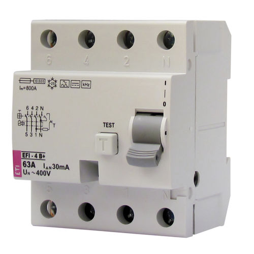 Dispositif différentiel à courant résiduel 4 pôles - 002062649 - ETI - AC/DC / modulaire / à boîtier moulé