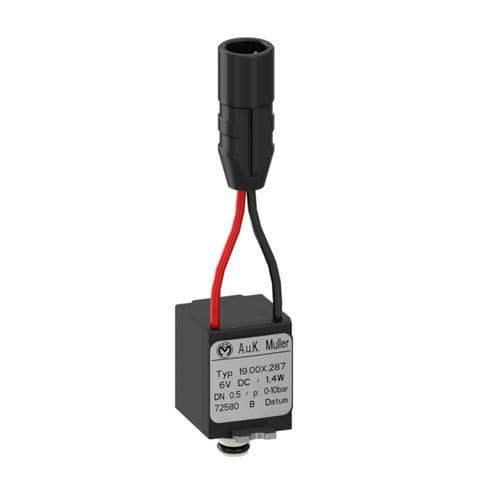 Électrovanne miniature - 19.00x.287 - A. u. K. Müller - servo-assistée / 2 voies / pour eau