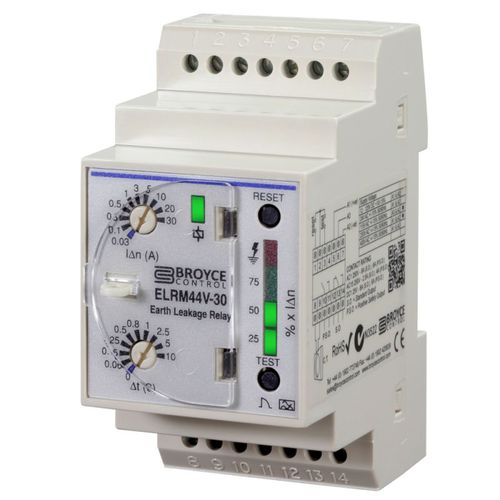 Relais de contrôle de puissance - ELRM44V-30 - Broyce Control - de fuite à la terre / 1NO/NF / triphasé