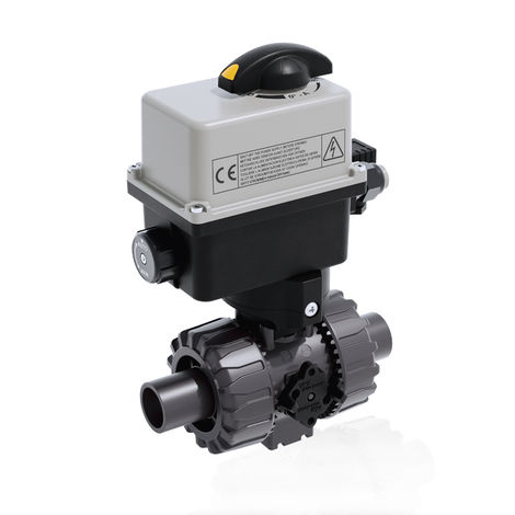 Vanne à boisseau sphérique - VKDDV/CE - FIP - Formatura Iniezione Polimeri - à commande électrique / d'arrêt / pour l'eau