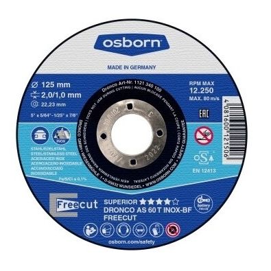 Disque à tronçonner pour acier inoxydable - AS 60 T INOX Freecut - Osborn GmbH - fin / pour meuleuse d'angle