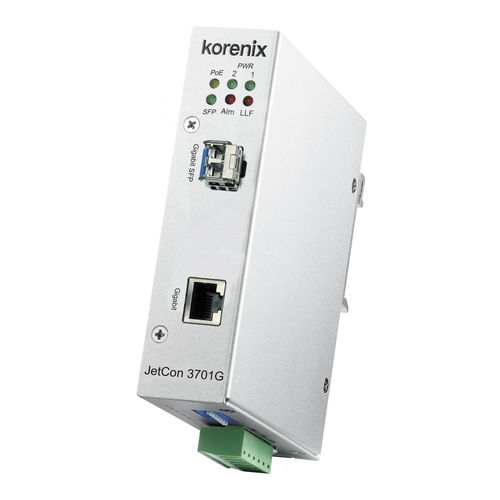 Convertisseur média gigabit - JetCon 3701G  - Korenix Technology - média / Ethernet média / PoE