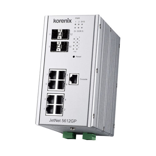 Commutateur Ethernet administrable - JetNet 5612GP-4F - Korenix Technology - 12 ports / de niveau 2 / Gigabit Ethernet