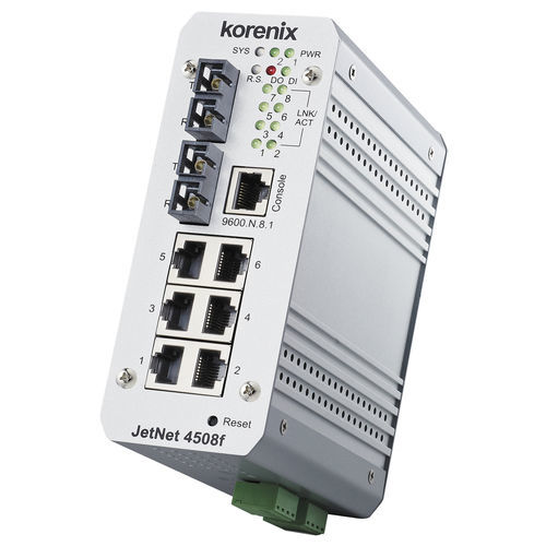 Commutateur Ethernet administrable - JetNet 4508f - Korenix Technology - 8 ports / 10/100BaseT(X) / de fibre optique