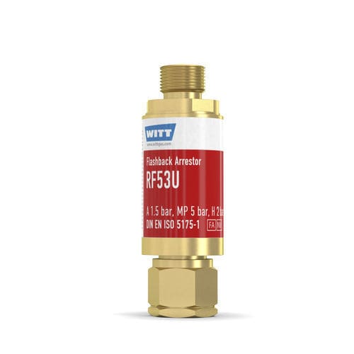 Antiretour pare-flamme avec clapet anti-retour - RF53U - WITT-Gasetechnik - pour opération de découpe et soudage / pour l'hydrogène / pour l'industrie du verre