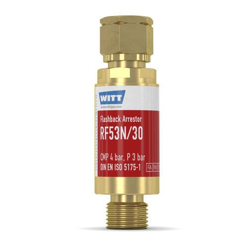 Antiretour pare-flamme avec clapet anti-retour - RF53N/30 - WITT-Gasetechnik - universel / pour opération de découpe et soudage / pour l'hydrogène