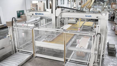 Système de chargement et déchargement d'alimentation -  mahros brush - SCM - de panneaux / pour perçage / automatique