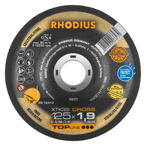 Disque à tronçonner de métal - XTK35 CROSS - RHODIUS - en acier / fin