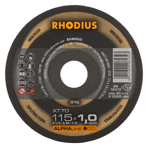 Disque à tronçonner de métal - XT70 - RHODIUS - en acier / fin