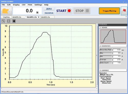 Logiciel graphique - Force-Time (Torque-Time) Graphing Software  ZLINK4 - IMADA - d'analyse / de test / pour mesure de force