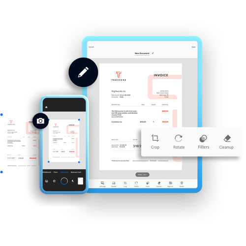 Application mobile de qualité - Scan  - ADOBE - de stockage / pour scanner / cloud
