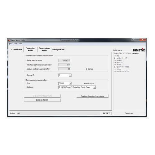 Logiciel configuration - Dimetix AG - pour capteur de distance laser / Windows