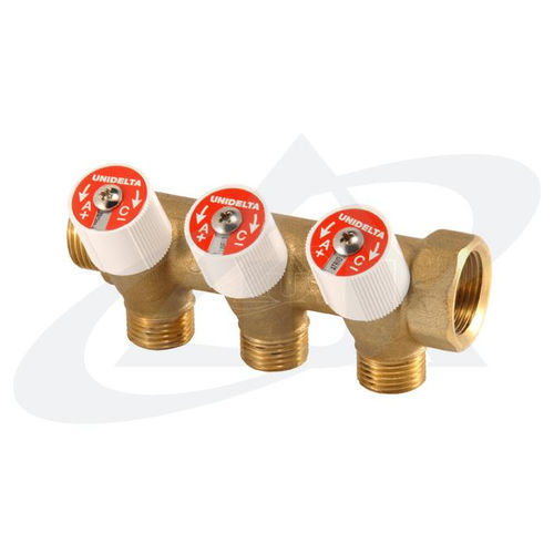 Manifold 3 voies - 4098 series - Unidelta S.p.A. - en laiton / de répartition / pour chauffage