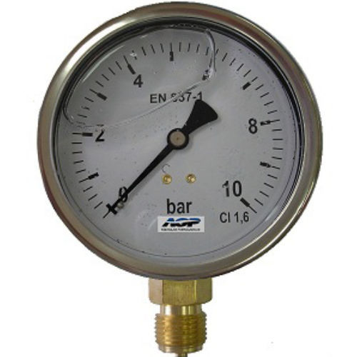 Manomètre analogique - A.G.P. VALVULAS 10 SL - à montage sur panneau / en acier inoxydable / à tube de Bourdon à liquide