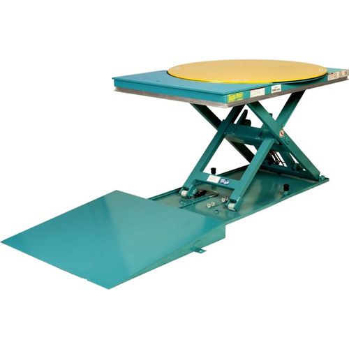 Table élévatrice à ciseaux - Lift-N-Spin - Lift Products - électrique / stationnaire / extra-plate