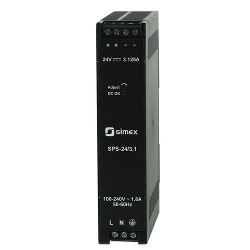 Alimentation électrique AC/DC - SPS-24/3,1 - SIMEX Sp. z o.o. - sur rail DIN / compacte / à sortie simple