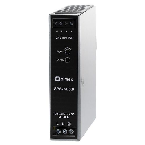 Alimentation électrique AC/DC - SPS-24/5,0 - SIMEX Sp. z o.o. - sur rail DIN / châssis fermé / à sortie simple