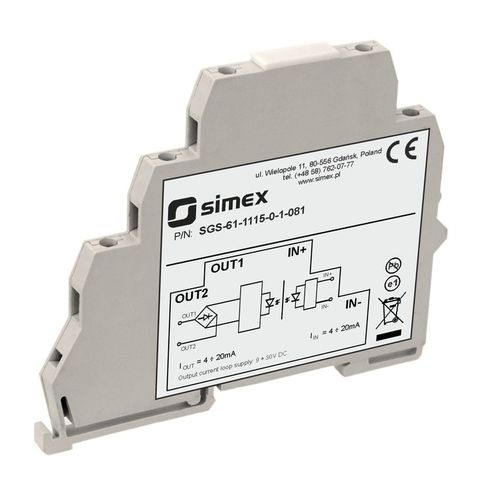 Convertisseur de signal analogique - SGS-61 series - SIMEX Sp. z o.o. - transmetteur / à isolation galvanique / sur rail DIN