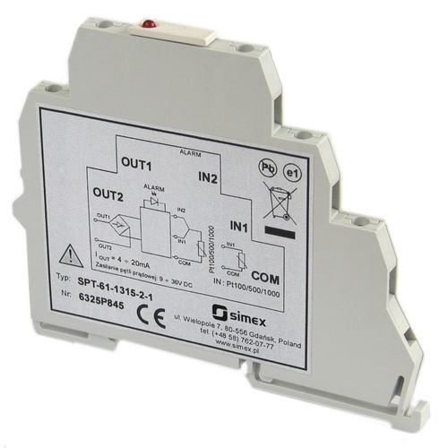 Transmetteur de température sur rail DIN - SPT-61 - SIMEX Sp. z o.o. - RTD / 3 fils / 4-20 mA