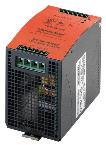 Alimentation électrique sur rail DIN - 12 - 48 V, 120 - 480 W | PST120 - PST120 series - Connectwell Industries - AC/DC / à découpage / triphasée