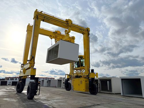 Chariot cavalier pour poutres préfabriquées en béton - MST 35 - CIMOLAI TECHNOLOGY - sur pneus