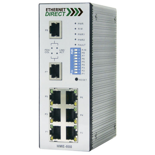 Commutateur Ethernet administrable - HWE-800 - Ethernet Direct - 8 ports / sur rail DIN / industriel