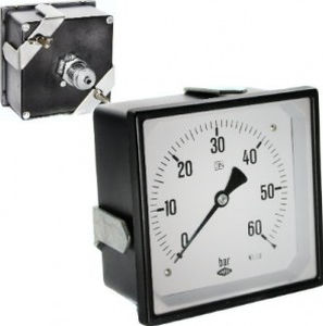 Manomètre avec boîtier carré - RQ144-3 - Manometer Preiss EMPEO-KBM OHG - analogique / en acier inoxydable / à tube de Bourdon