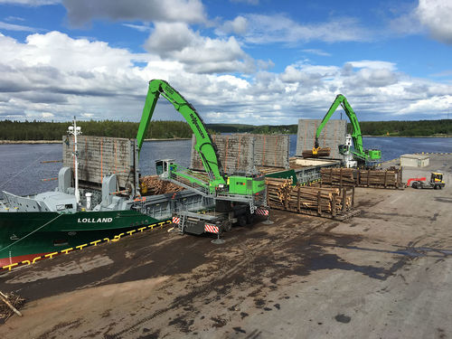 Pelle de manutention sur pneus - 875 E Hy­brid series - SENNEBOGEN Maschinenfabrik GmbH - hydraulique / électrique / hybride