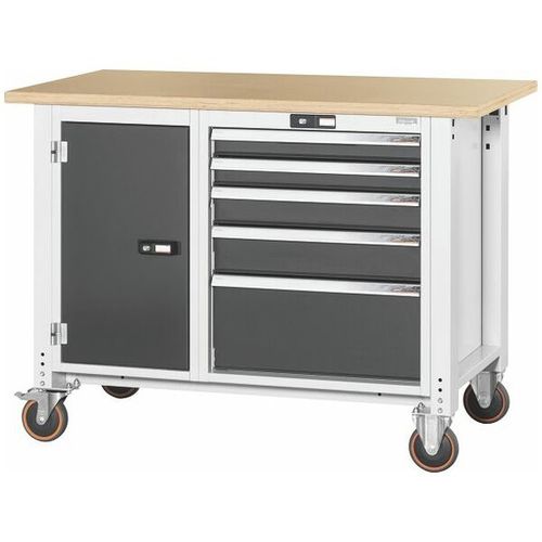 Établi en acier - 924094 1250 - Garant - pour atelier / à 5 tiroirs / à porte
