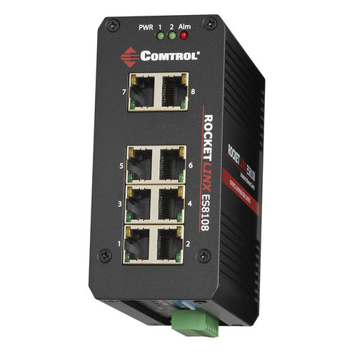 Commutateur Ethernet non administrable - RocketLinx ® ES8108 - Comtrol Corporation - 8 ports / sur rail DIN / redondant