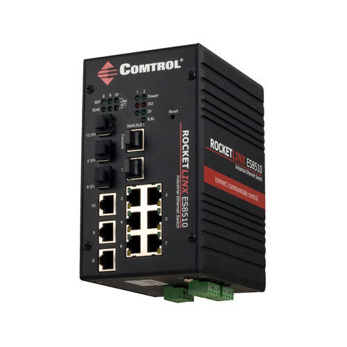 Commutateur Ethernet administrable - RocketLinx ® ES8510-XT - Comtrol Corporation - 10 ports / Gigabit Ethernet / de fibre optique