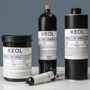 Colle acrylate - KEOL-UV 278 - KEOL - pour verre / monocomposant / industrielle