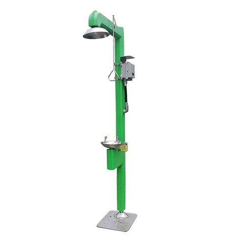Douche de sécurité montée sur plateforme - DAAO6615-E - shanghai DaAo safety equipment Co.LTD - avec douche oculaire / en plastique / avec chaudière