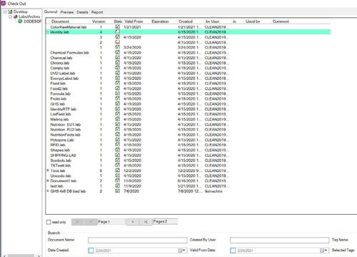 Logiciel de commande - LABEL ARCHIVE - TEKLYNX - d'interface / de test / de reporting