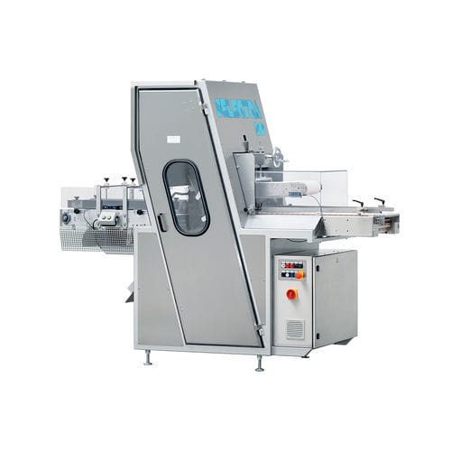 Coupeuse à pain industrielle entièrement automatique - SL 25 - TG-Packaging bvba - à lame à bande continue / horizontale / avec convoyeur à bande