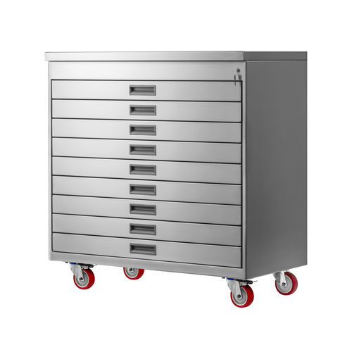 Armoire de stockage - 9C Wide - ADAMUS - à roulettes / à 9 tiroirs / en acier inoxydable