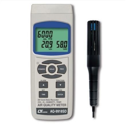 Instrument de mesure de la qualité de l'air CO2 - AQ-9918SD - Lutron - température / O2 / portable