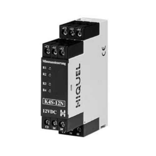 Relais électromécanique 24 Vcc - K4S series - HIQUEL - 12 Vcc / 2NO/NF / sur rail DIN