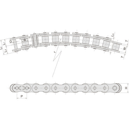 Chaîne à courbure latérale - SB - Sugiyama Chain Co., Ltd. - de transmission / en acier / ANSI
